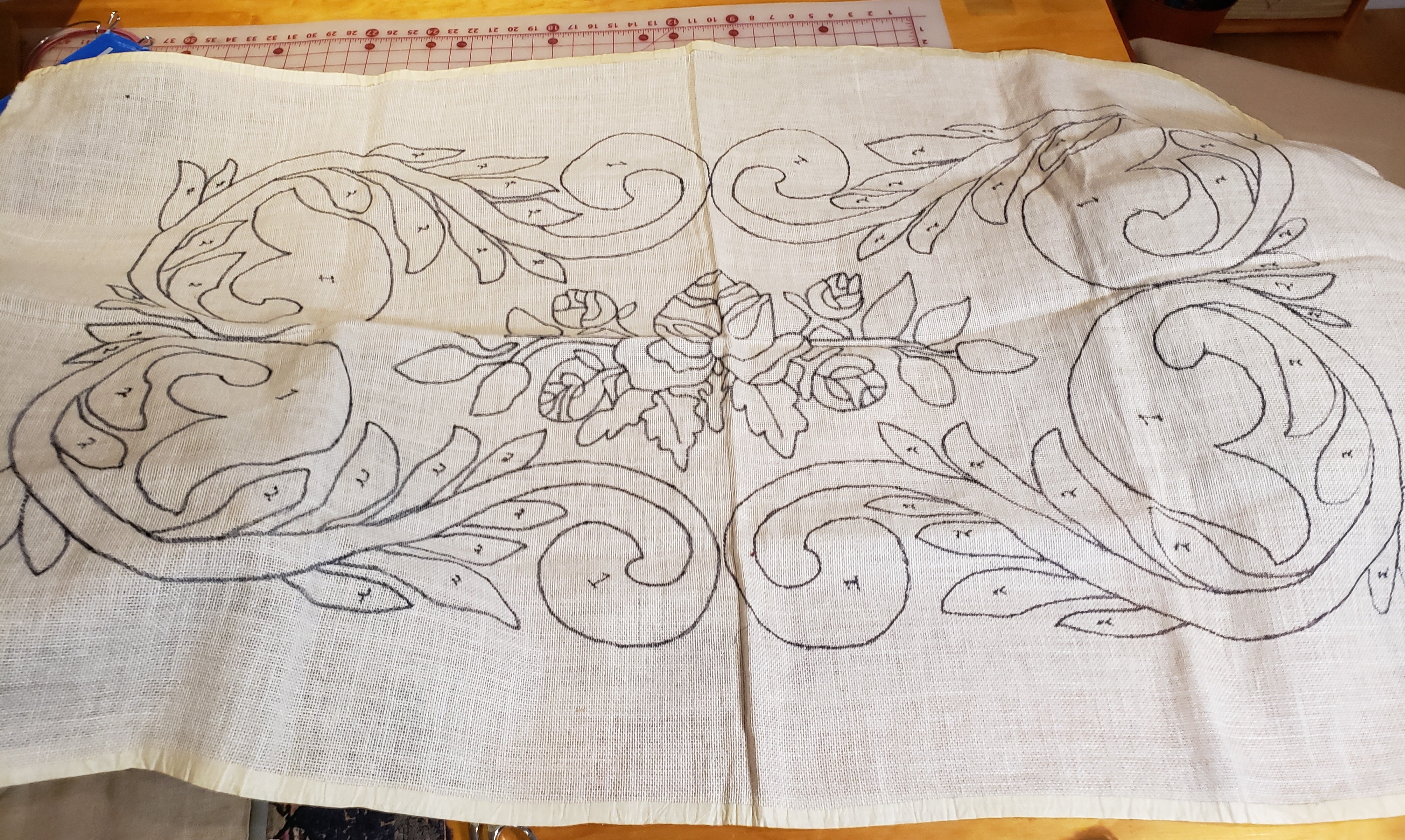 Large Rose and Scrolls Pattern Wool and Dye Works