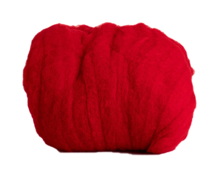 Hand Dyed Wool Batting Red