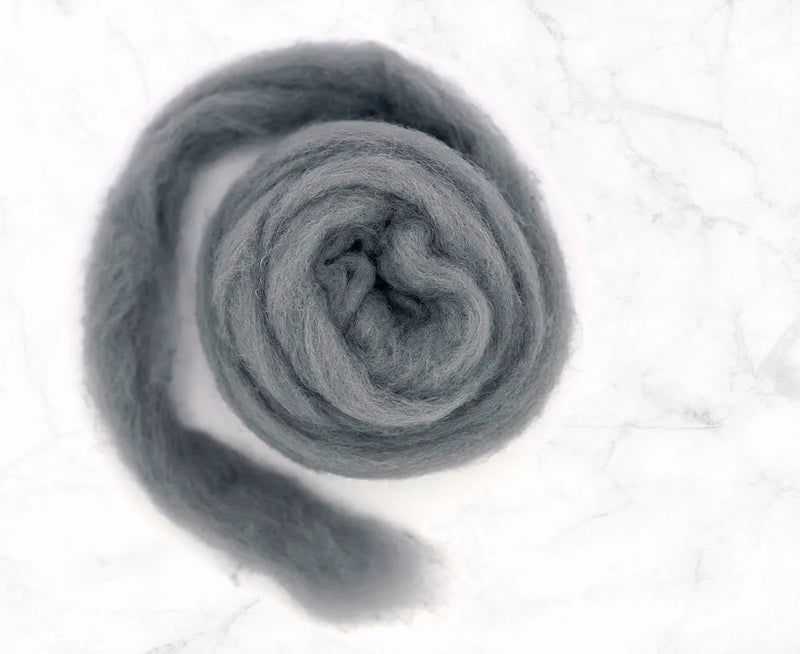 Corriedale Carded Wool Batt Roving - Gull Grey