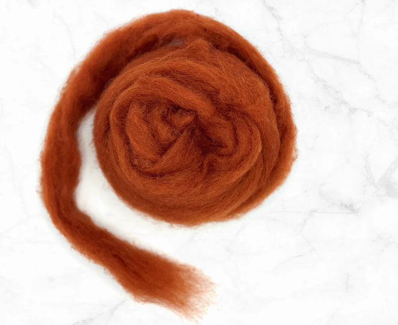 Corriedale Carded Wool Batt Roving - Rust