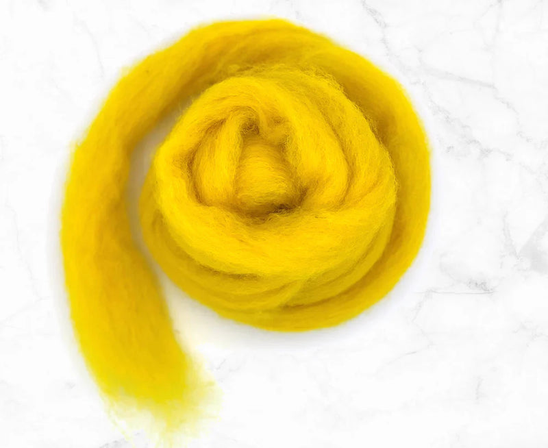 Corriedale Carded Wool Batt Roving - Sunflower