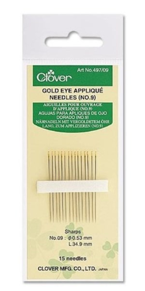 Clover Gold Eye Applique Needles No. 10